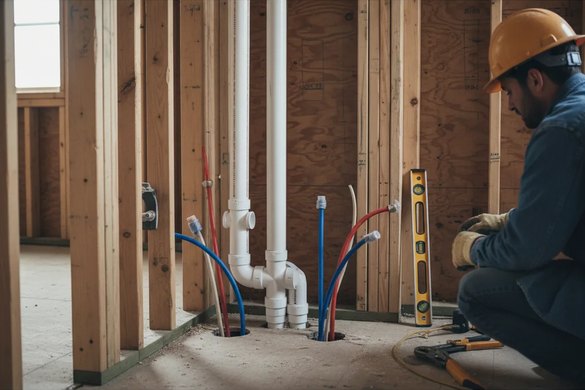 Drain and supply rough-in during Sump Pump Repair in Mountain Home